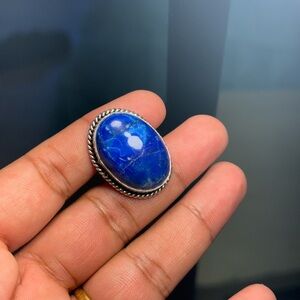 Handmade Blue Stone Ring Size 9 Brass Ring